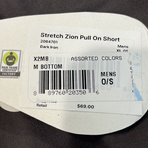 prAna NEW Mens XL x 5"‎ Stretch Zion Pull On Shorts Dark Iron Relaxed Fit Hiking - Picture 7 of 9